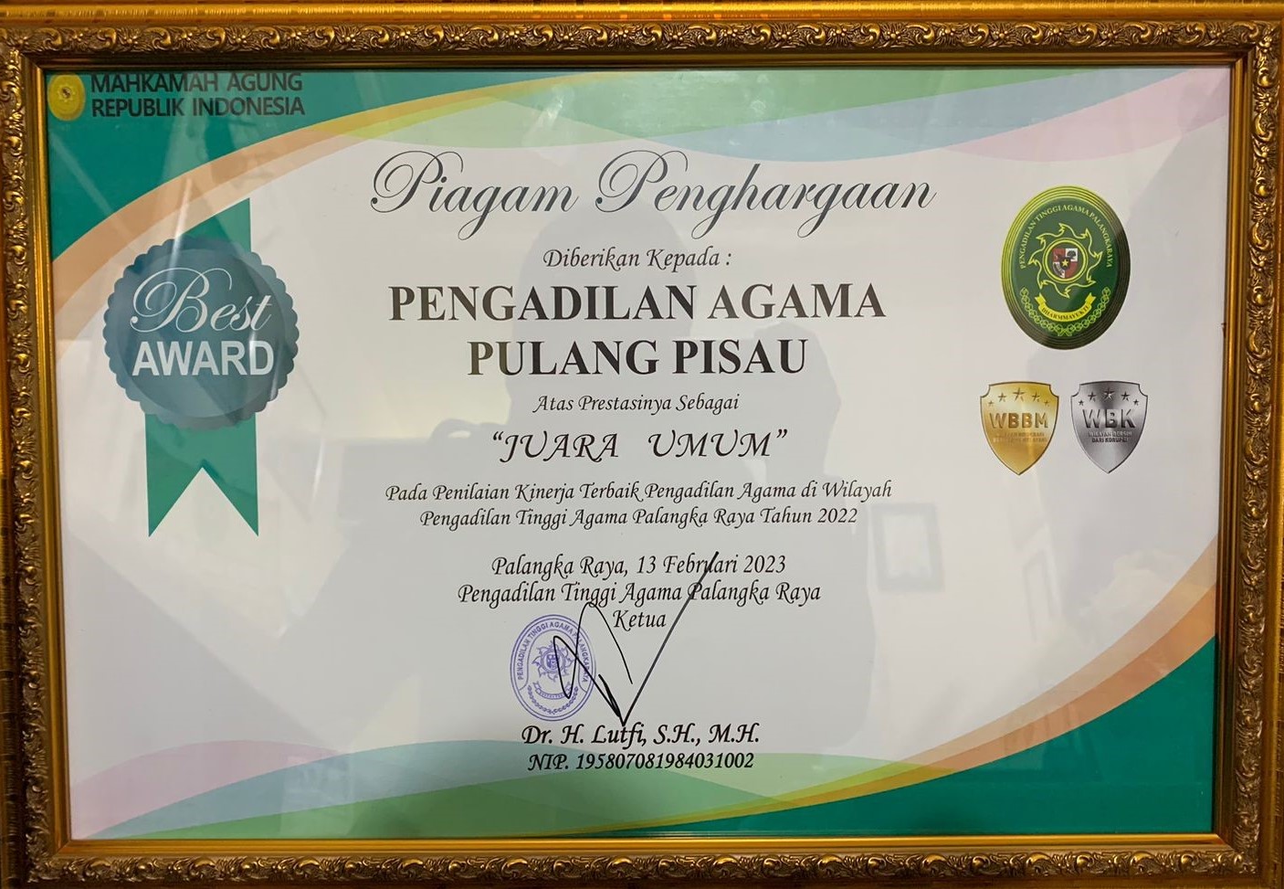Kembali Menjadi Juara Umum Pengadilan Agama Pulang Pisau Meraih Kinerja Terbaik Tahun 2022 2