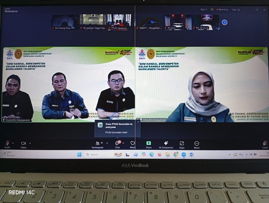 1251. Sekretaris PA Pulang Pisau Ikuti Bimbingan Teknis Kepegawaian Mahkamah Agung RI