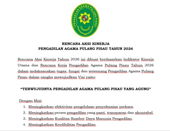 1374. Matangkan Persiapan Tahun 2026, Kepaniteraan Pengadilan Agama  Pulang Pisau Susun Rencana Aksinya